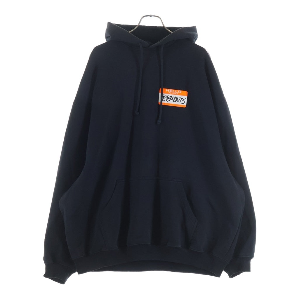 VETEMENTS(ヴェトモン) MY NAME IS HOODIE マイネームイズ オーバーサイズフーディ プルオーバーパーカー ブラック UE54HD340B