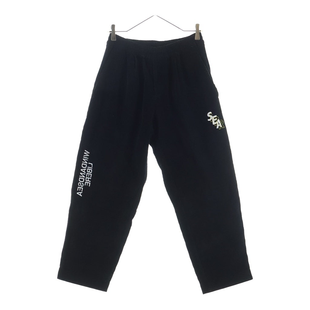 WIND AND SEA(ウィンダンシー) ×LIBERE CORDUROY EASY PANTS ロゴ刺繍 コーデュロイイージーパンツ ジップフライ ブラック