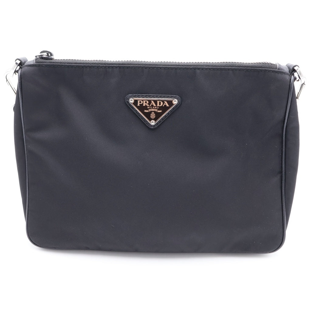 PRADA(プラダ) Re-Nylon Shoulder Bag リナイロン トライアングルロゴ ポーチ付きショルダーバッグ ブラック 2VH113