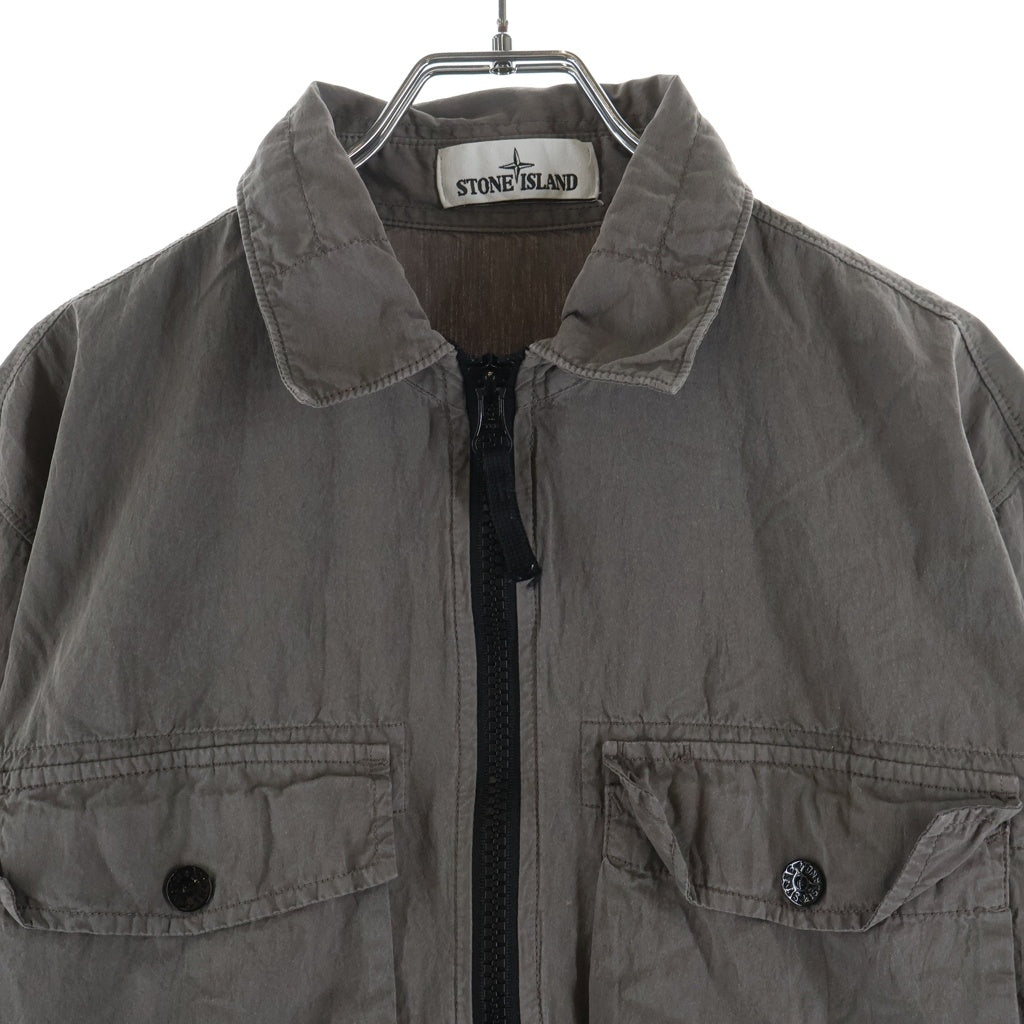 STONE ISLAND(ストーンアイランド) GARMENT DYED TWIN POCKET OVERSHIRT ガーメントダイド ツウィンポケット ジップアップオーバーシャツジャケット グレー701512208