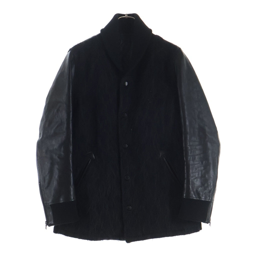 ISAMU KATAYAMA BACKLASH(イサムカタヤマバックラッシュ) MOHAIR WOOL JAPAN HORSE LEATHER JACKET モヘア混ウール アームホースレザー切替 ブルゾン ジャケット ブラック 1617-02