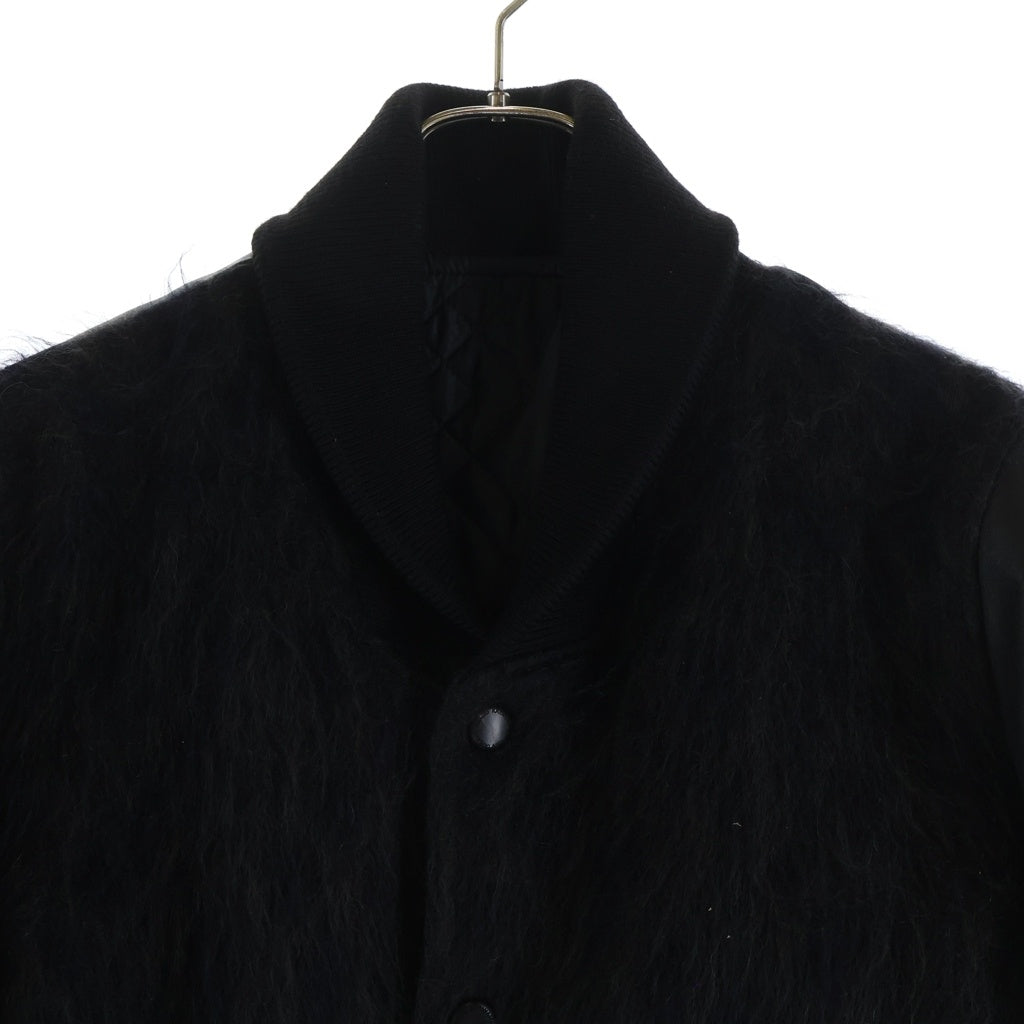 ISAMU KATAYAMA BACKLASH(イサムカタヤマバックラッシュ) MOHAIR WOOL JAPAN HORSE LEATHER JACKET モヘア混ウール アームホースレザー切替 ブルゾン ジャケット ブラック 1617-02