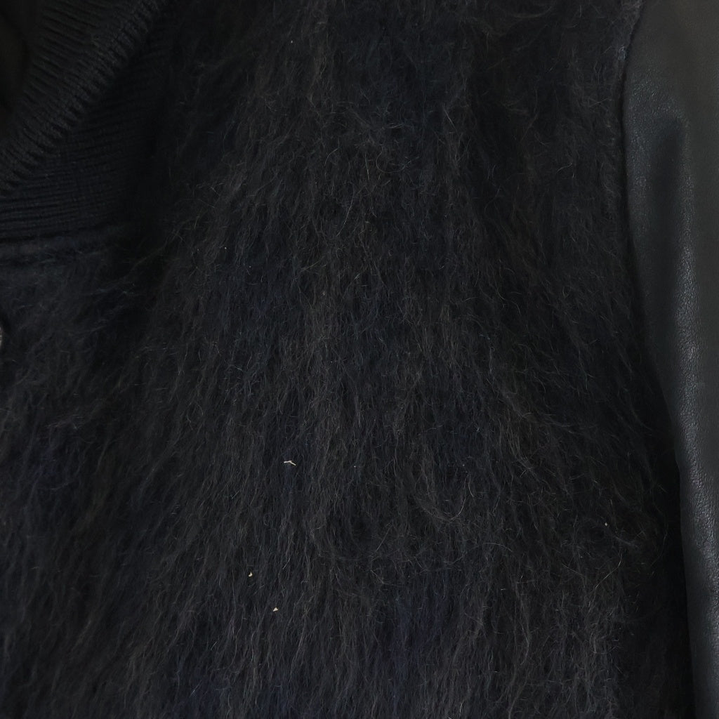 ISAMU KATAYAMA BACKLASH(イサムカタヤマバックラッシュ) MOHAIR WOOL JAPAN HORSE LEATHER JACKET モヘア混ウール アームホースレザー切替 ブルゾン ジャケット ブラック 1617-02