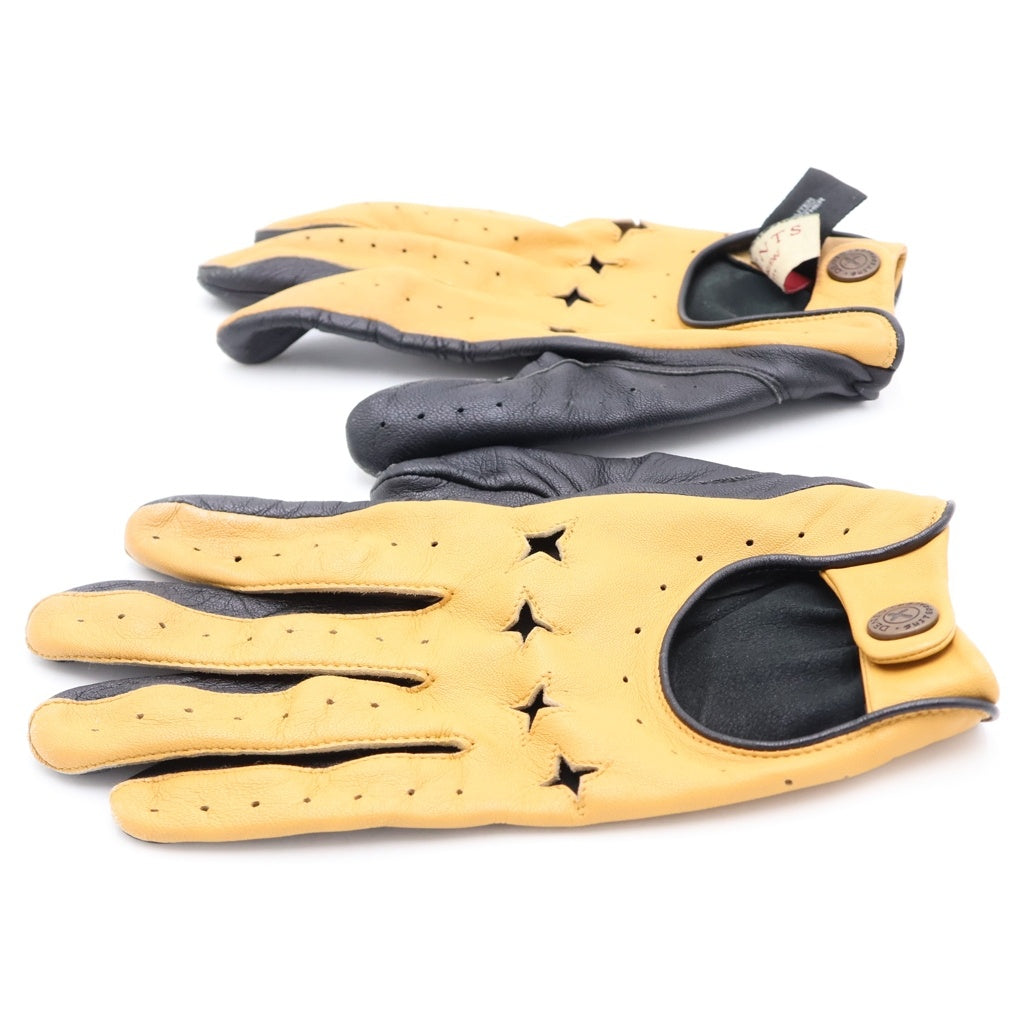 DENTS(デンツ) ×THE SUITED RACER TOUCHSCREEN LEATHER DRIVING GLOVE スーツドレーサー ヘアシープレザー レザードライビンググローブ ベージュ/ブラック 5-1000