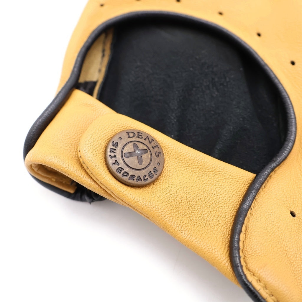 DENTS(デンツ) ×THE SUITED RACER TOUCHSCREEN LEATHER DRIVING GLOVE スーツドレーサー ヘアシープレザー レザードライビンググローブ ベージュ/ブラック 5-1000