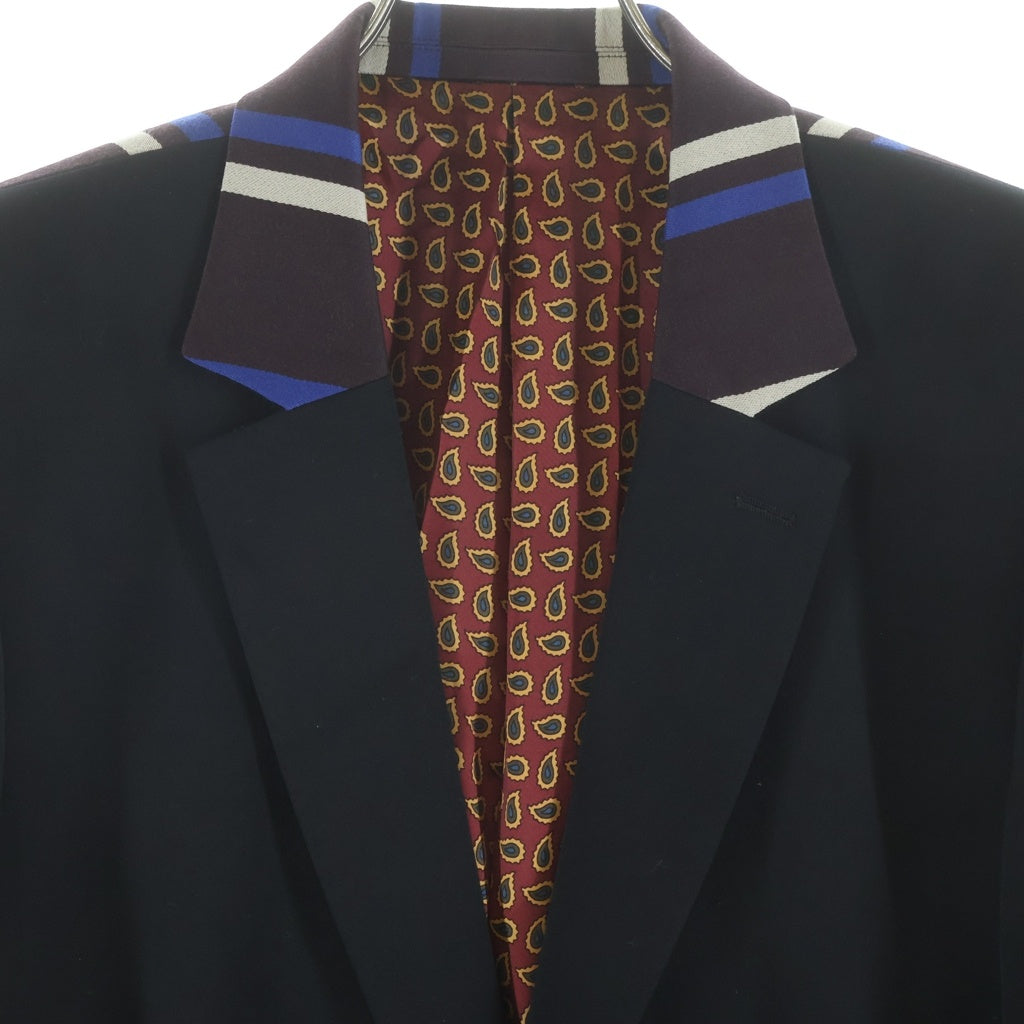 NUMBER (N)INE(ナンバーナイン) 03AW ARCHIVE カート期 TAILORED SCHOOL JACKET ストライプ切替 裏ペイズリー 1B テーラードスクールジャケット ブラック アーカイブ