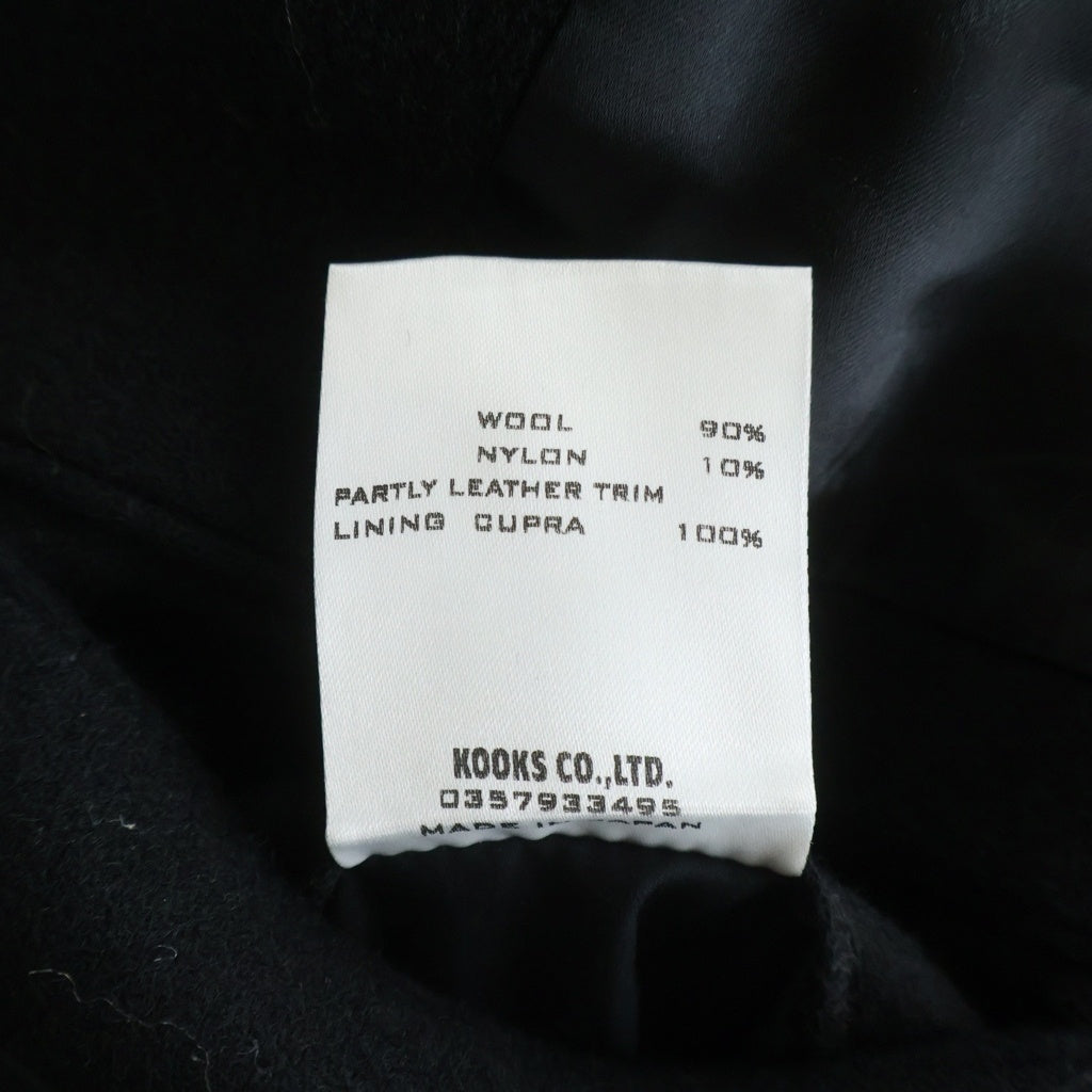NUMBER (N)INE(ナンバーナイン) 04AW ARCHIVE ギブ期 GIVE PIECE A CHANCE ハート刺繍 レザー切り替え 1B ウール スクールジャケット ブラック アーカイブ