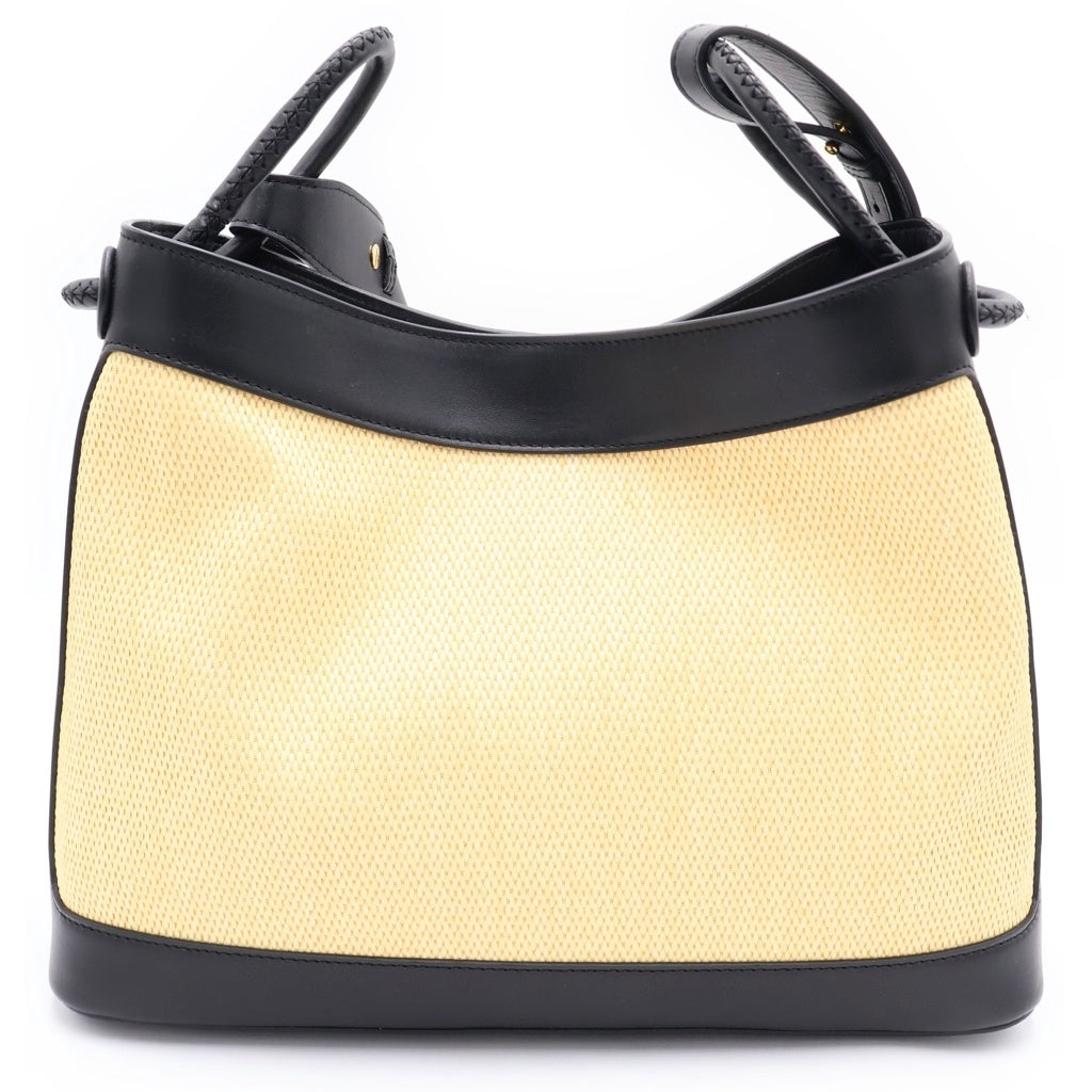 NO BRAND(ノーブランド) Elleme Paris Vosges Canvas エレメ パリ ヴォージュ キャンバス レザー切り替え ショルダーバッグ ベージュ/ブラック レディース