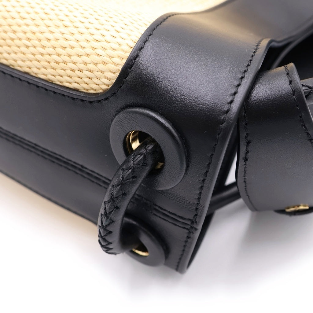NO BRAND(ノーブランド) Elleme Paris Vosges Canvas エレメ パリ ヴォージュ キャンバス レザー切り替え ショルダーバッグ ベージュ/ブラック レディース