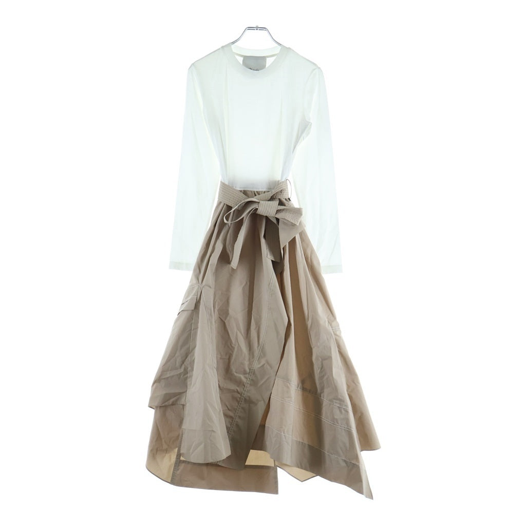 3.1 Phillip Lim(スリーワンフィリップリム) LONG SLEEVE DOCKING DRESS ロングスリーブ ドッキング ワンピース 長袖 レディース ベージュ/ホワイト F25190996LCE