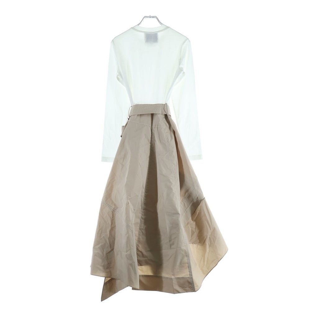 3.1 Phillip Lim(スリーワンフィリップリム) LONG SLEEVE DOCKING DRESS ロングスリーブ ドッキング ワンピース 長袖 レディース ベージュ/ホワイト F25190996LCE