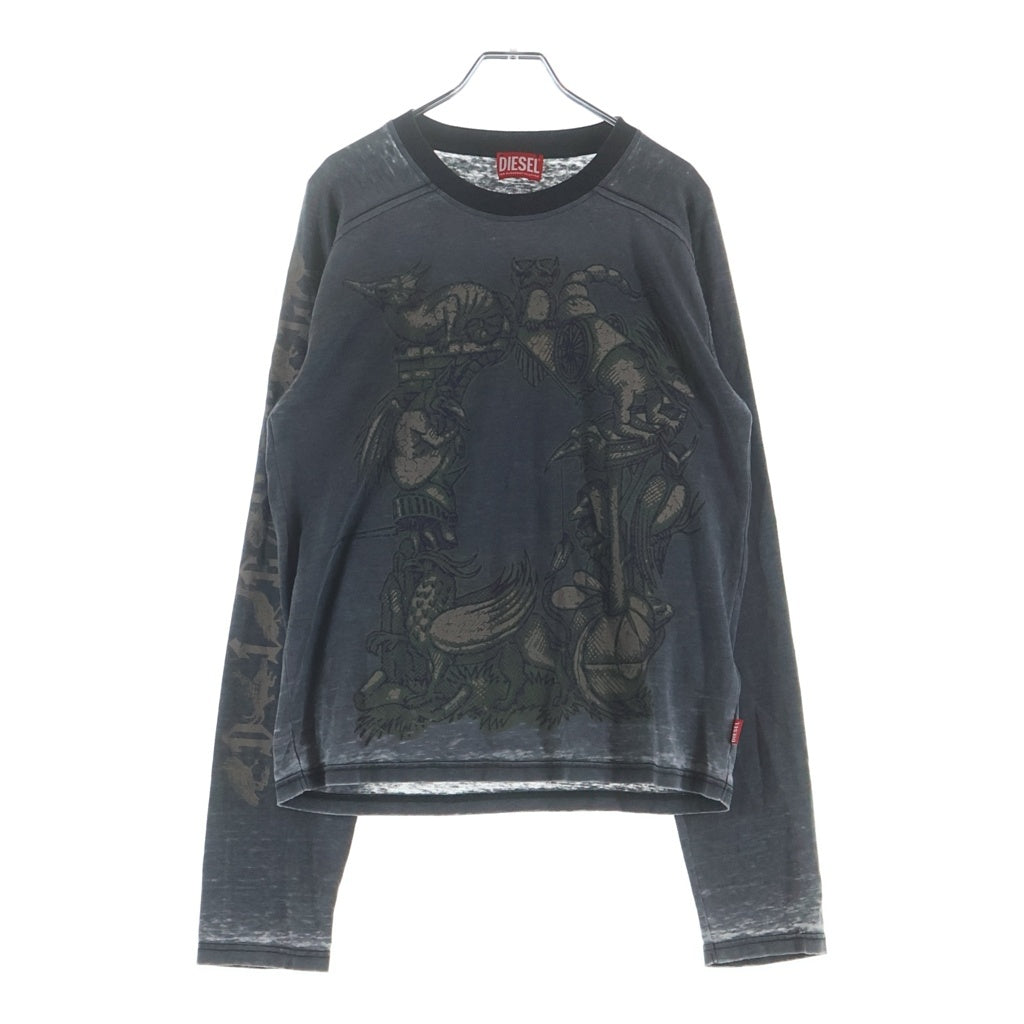 DIESEL(ディーゼル) 26SS T-JORI-A LONG-SLEEVE T-SHIRT WITH GRAPHIC MOTIF グラフィック クルーネック コットン 長袖Tシャツ ロングスリーブ グレー A23002-0WECN