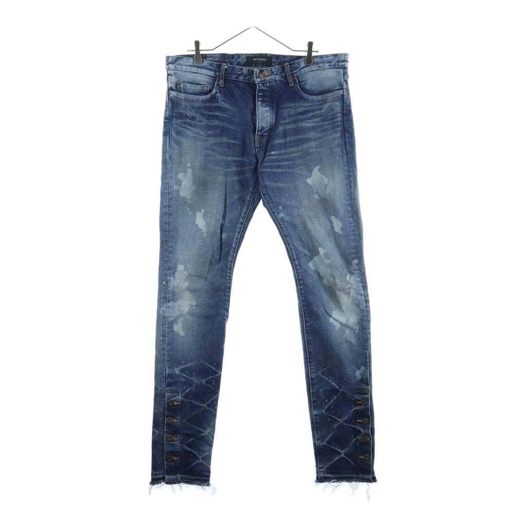 MLVINCE(メルヴィンス) TYPE-1 SLIM DAMAGE JEANS タイプ1 ダメージ加工 スリムフィット ボタンフライデニムパンツ ジーンズ インディゴ