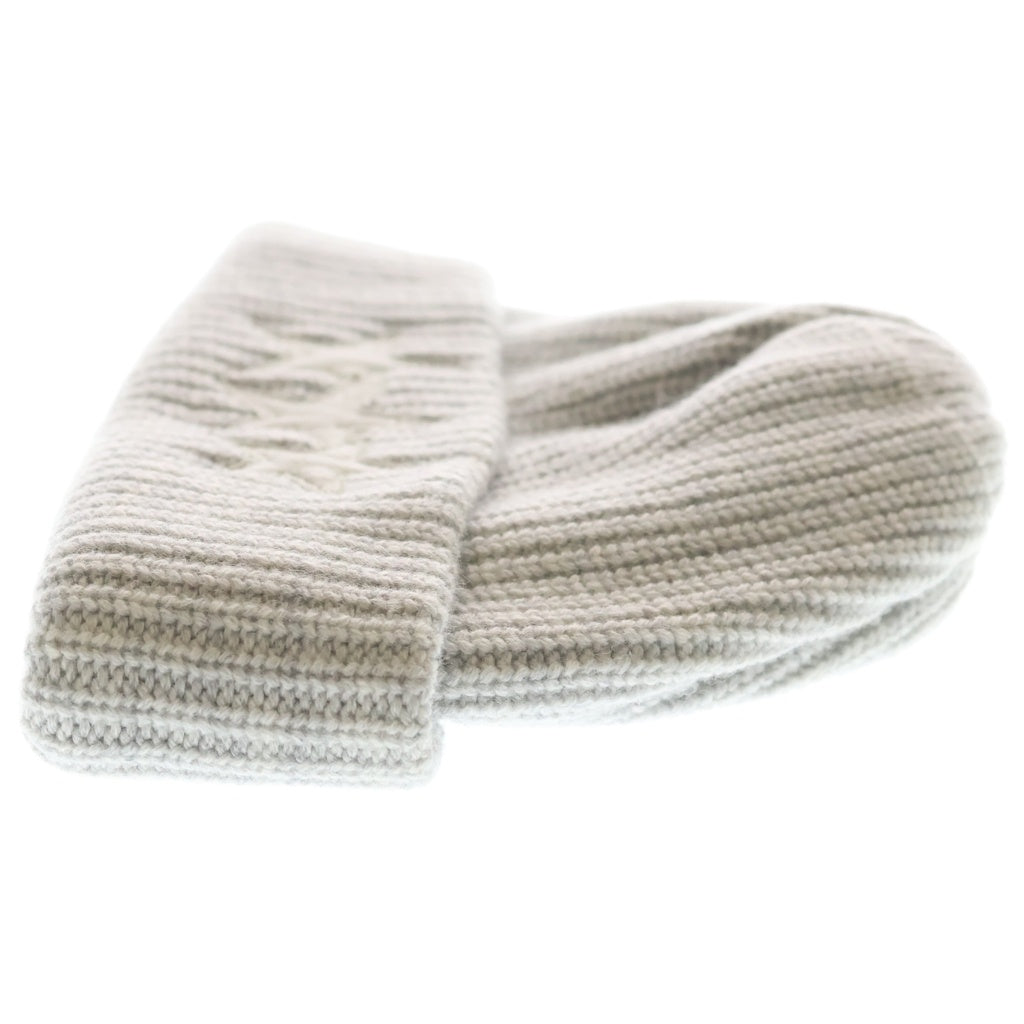 CHROME HEARTS(クロムハーツ) STAR LEATHER PATCH BEANIE クロスボールボタン スターパッチカシミヤビーニー ニットキャップ 帽子 グレー レディース