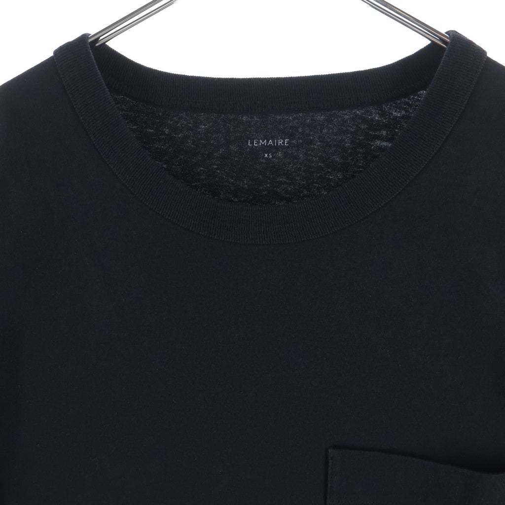 LEMAIRE(ルメール) 24SS BOXY T-SHIRT ポケット付 コットンリネン オーバーサイズTシャツ 半袖クルーネックカットソー ブラック TO1165 LJ1010