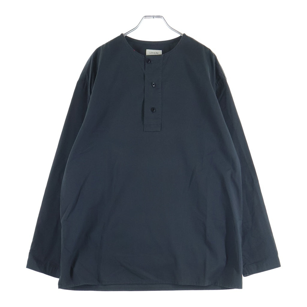 LEMAIRE(ルメール) 18AW ノーカラー 長袖コットンプルオーバーシャツ グレー M183 TO118 LF272