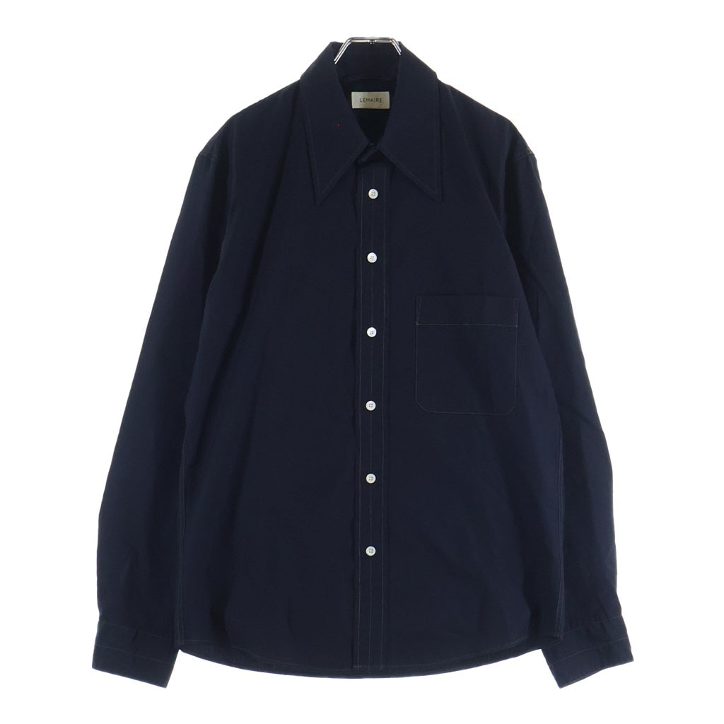 LEMAIRE(ルメール) 20AW イエローステッチ 長袖コットンシャツ ブラック M193 SH144 LF353