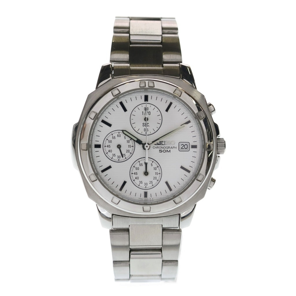 SEIKO(セイコー) SEIKO CHRONOGRAGH セイコー クロノグラフ クウォーツ ホワイト文字盤 腕時計 シルバー SND187P1