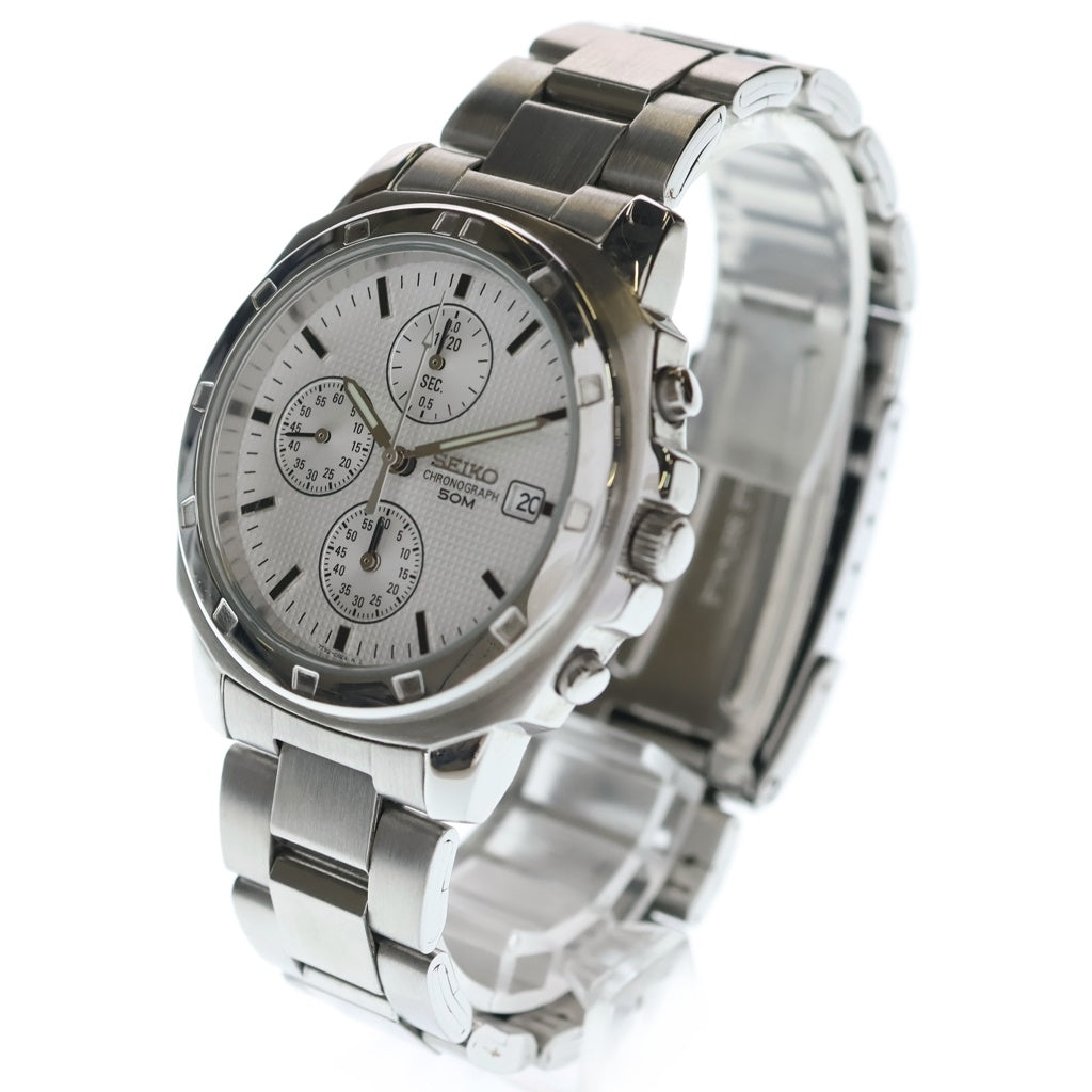 SEIKO(セイコー) SEIKO CHRONOGRAGH セイコー クロノグラフ クウォーツ ホワイト文字盤 腕時計 シルバー SND187P1