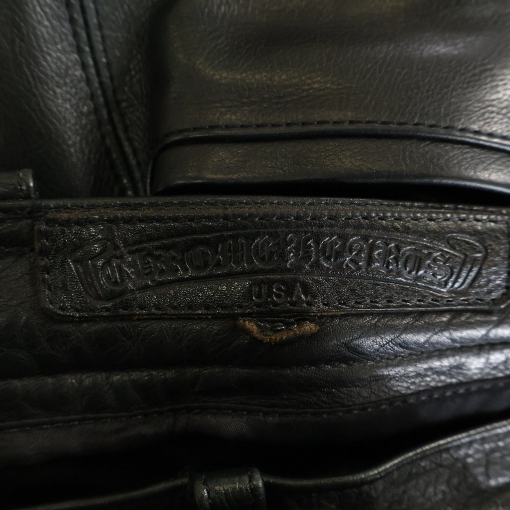 CHROME HEARTS(クロムハーツ) OLD FLORAL BUTTON LEATHER STRAIGHT PANTS オールド フローラルボタン レザーパンツ ブラック