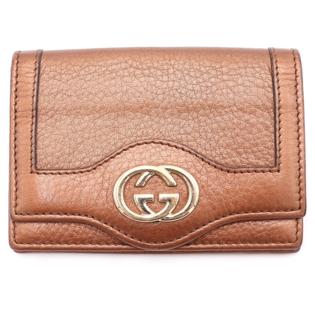 GUCCI(グッチ) インターロッキングG メタリック レザー カードケース ピンク 282435 282435 レディース