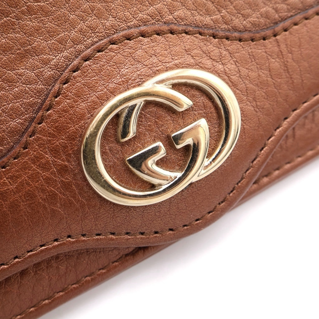 GUCCI(グッチ) インターロッキングG メタリック レザー カードケース ピンク 282435 282435 レディース