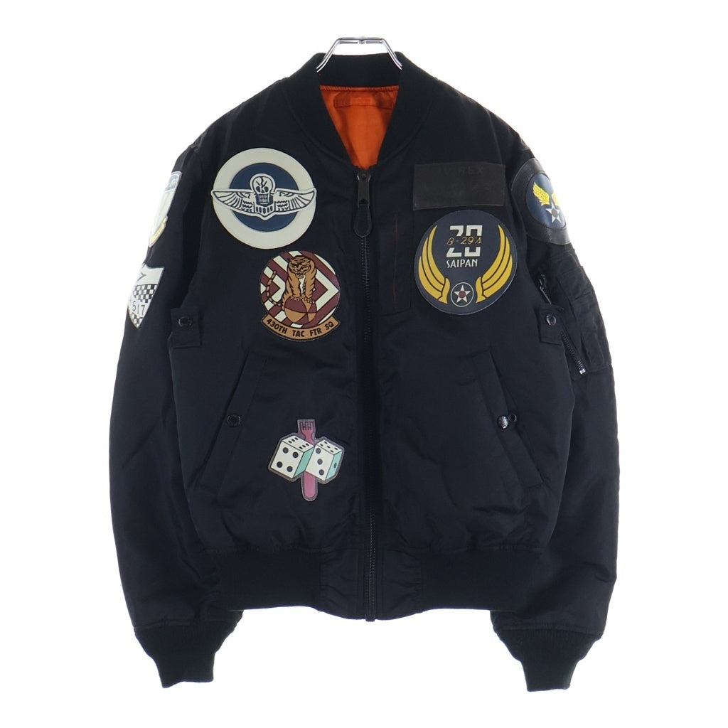 AVIREX(アヴィレックス) MA-1 TOPGUN トップガン ワッペン付き リバーシブル フライトジャケット ブラック/オレンジ 6102172