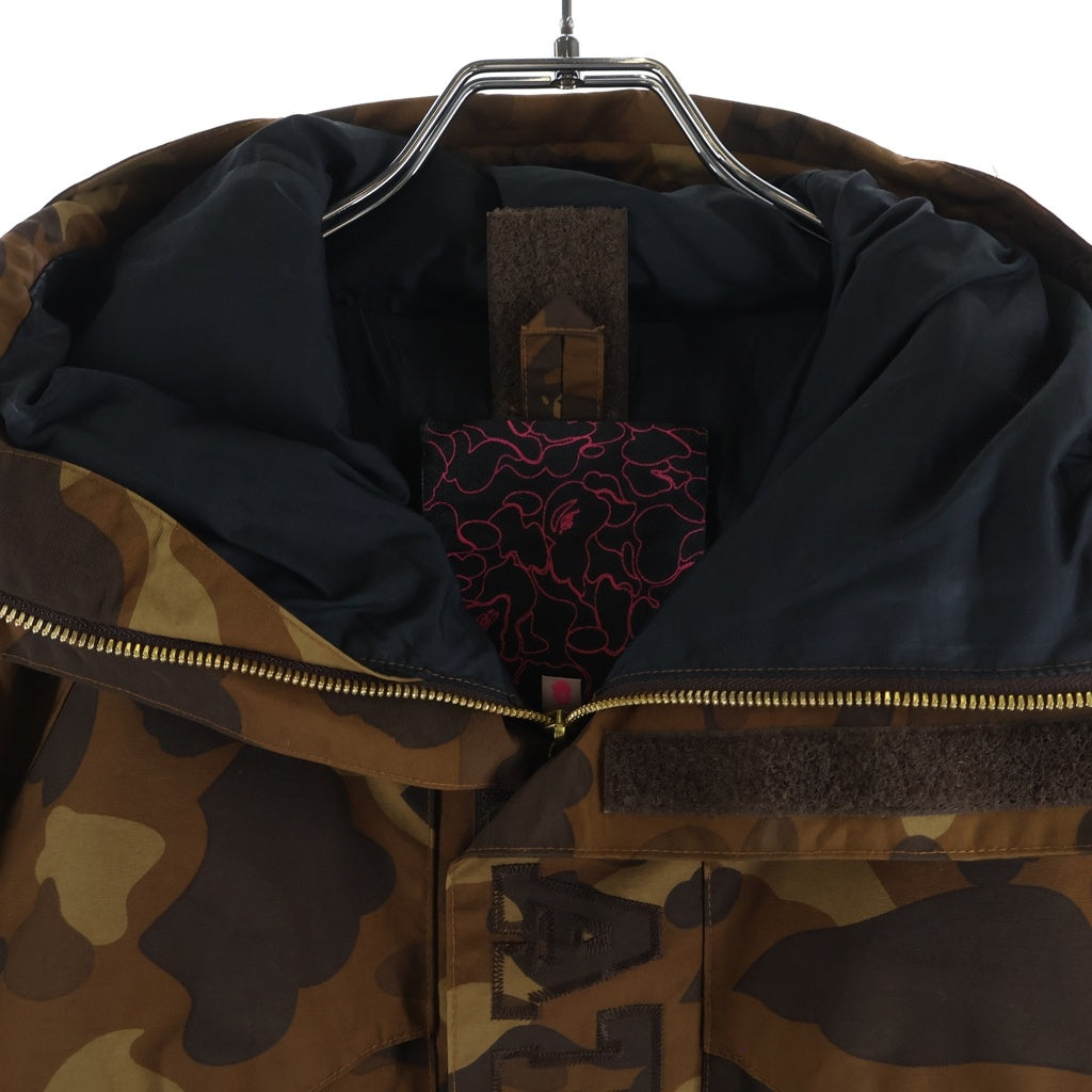 A BATHING APE(アベイシングエイプ) CAMO SNOWBOARD JACKET カモ スノーボード フーデッドマウンテンジャケット ブラウン