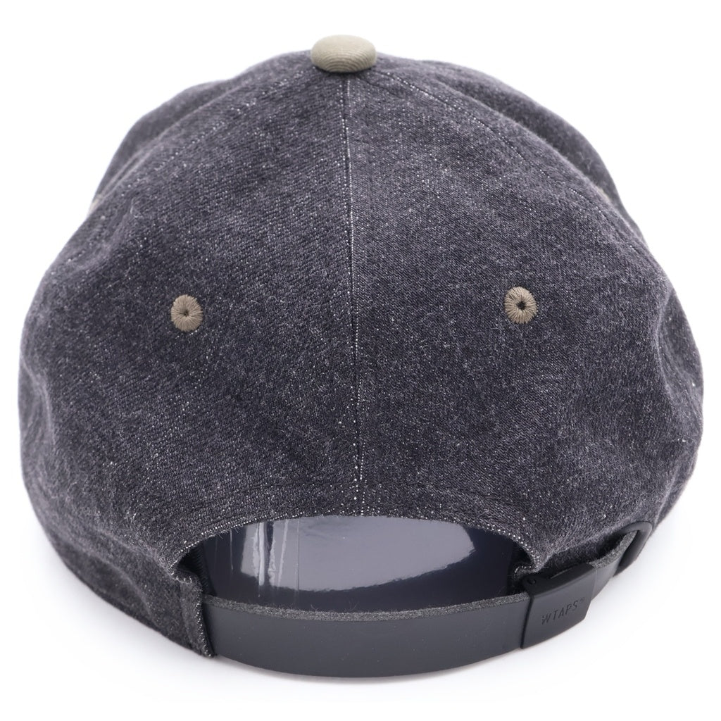 WTAPS(ダブルタップス) 22AW T-6H 03 CAP COTTON DENIM LEAGUE ロゴエンブロイダリー デニム 6パネル ベースボールキャップ 帽子 ブラック 222HCDT-HT14