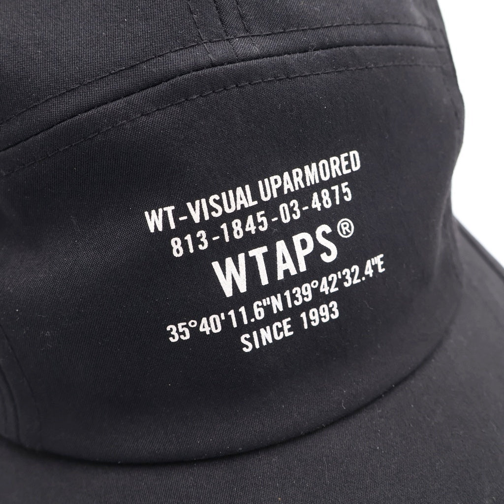 WTAPS(ダブルタップス) 23AW T-5 01 CAP POLY TWILL SPEC ロゴプリント キャンプキャップ 帽子 ブラック 232HCDT-HT06