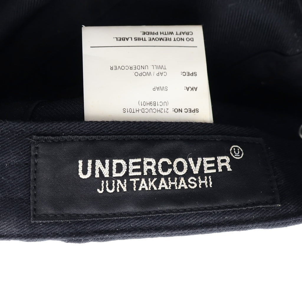 WTAPS(ダブルタップス) ×UNDERCOVER 21AW SWAP CAP WOPO TWILL アンダーカバー ロゴエンブロイダリー キャンプキャップ 帽子 ブラック 212HCUCD-HT01S
