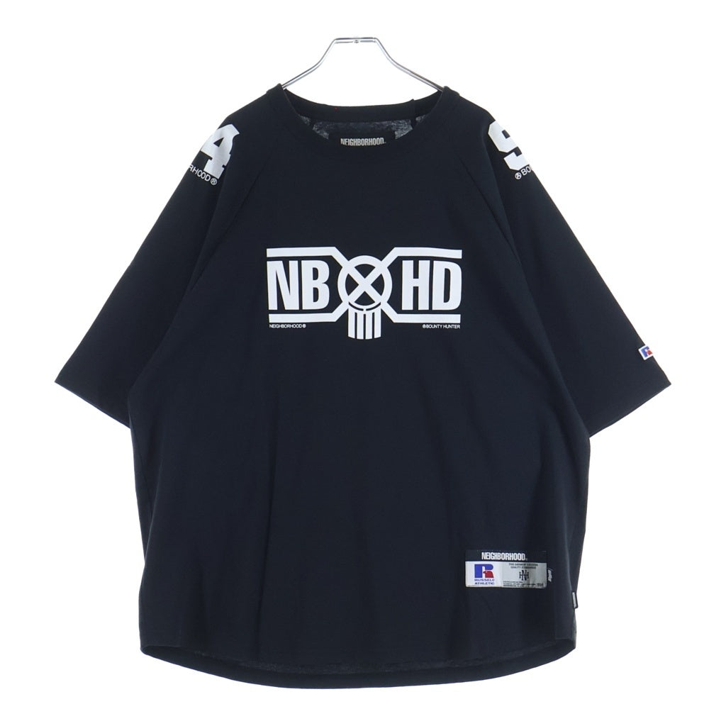 NEIGHBORHOOD(ネイバーフッド) 25SS ×RUSSEL ATHLETIC ×BOUNTY HUNTER CREWNECK SS ラッセルアスレチック バウンティハンター ロゴプリント クルーネック半袖Tシャツ カットソー 251PCBHN-ST03