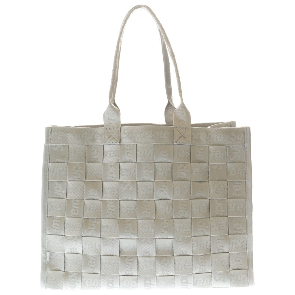 SUPREME(シュプリーム) 24SS Woven Tote Bag ロゴジャガード ウーブン トートバッグ グレー レディース