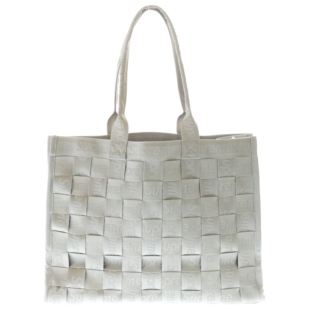 SUPREME(シュプリーム) 24SS Woven Tote Bag ロゴジャガード ウーブン トートバッグ グレー レディース