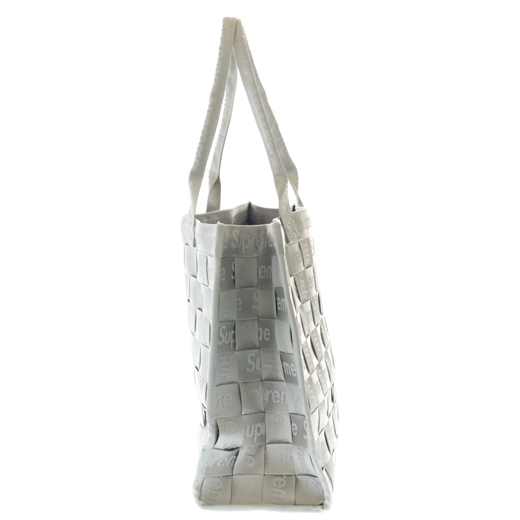 SUPREME(シュプリーム) 24SS Woven Tote Bag ロゴジャガード ウーブン トートバッグ グレー レディース