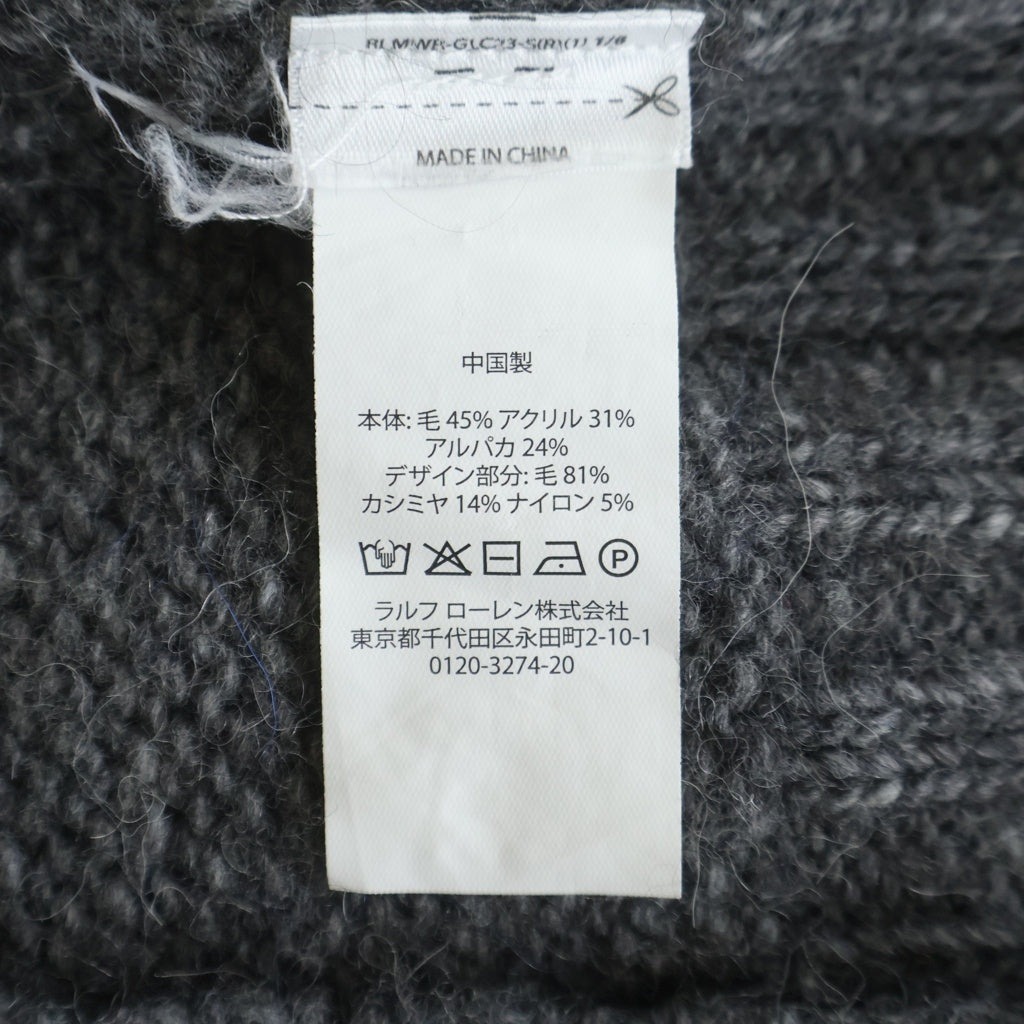 POLO RALPH LAUREN(ポロラルフローレン) 星条旗ビーズエンブロイダリー タートルネックセーター ニット レディース グレー