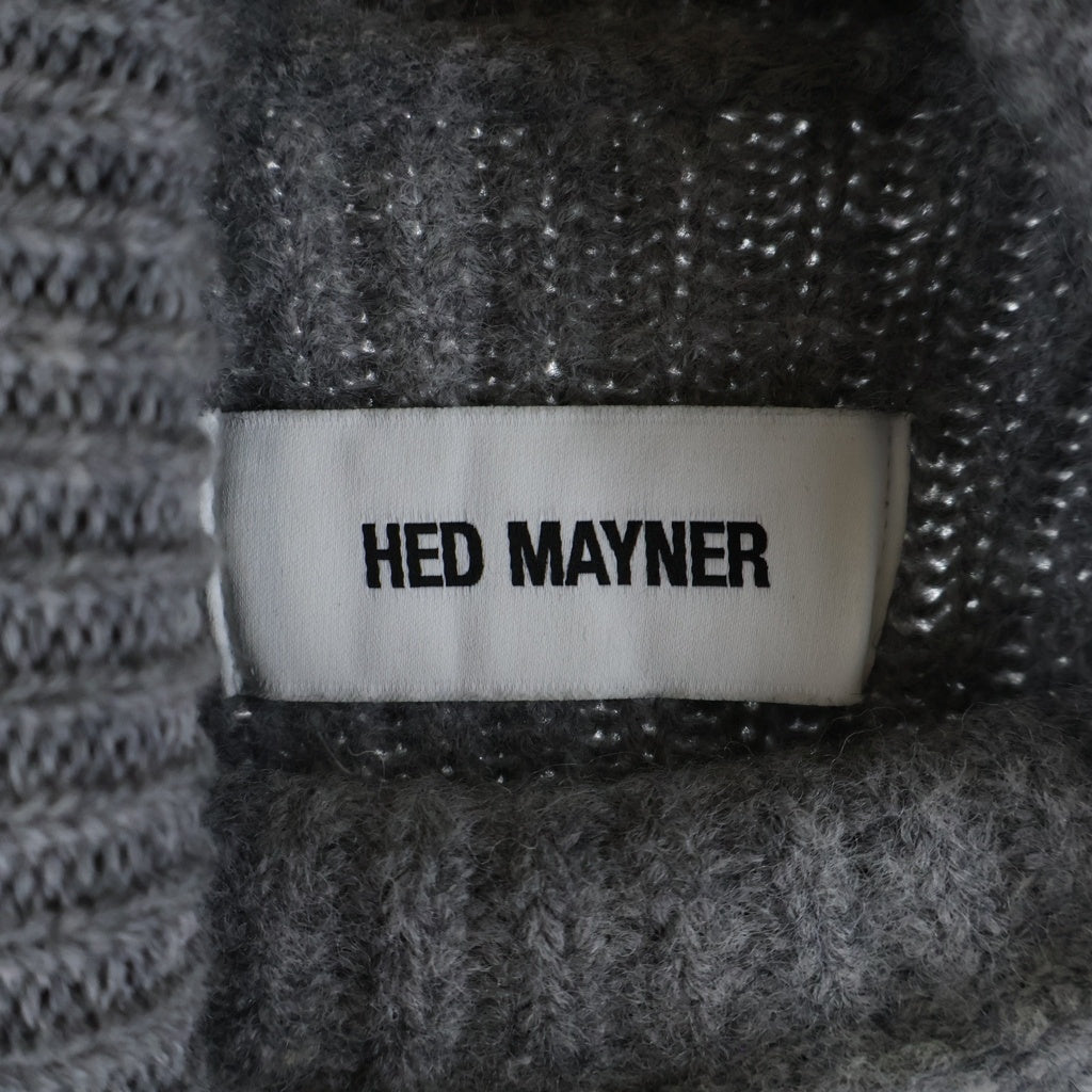 HED MAYNER(ヘドメイナー) 22AW DESTROYED TURTLENECK SWEATER デストロイ タートルネック ダメージ加工 ウール ニット セーター グレー HM00K21 HM011