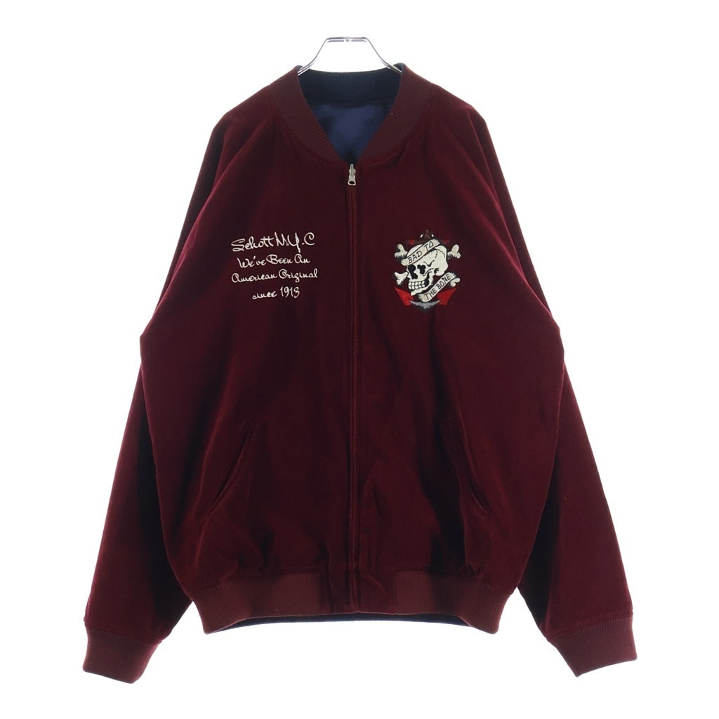 SCHOTT(ショット) VELVETEEN SOUVENIR JAKET ヴェルヴェティーン 別珍 スーベニア ベロア リバーシブル ジャケット ブルゾン レッド 3112075