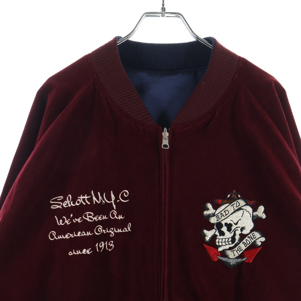 SCHOTT(ショット) VELVETEEN SOUVENIR JAKET ヴェルヴェティーン 別珍 スーベニア ベロア リバーシブル ジャケット ブルゾン レッド 3112075