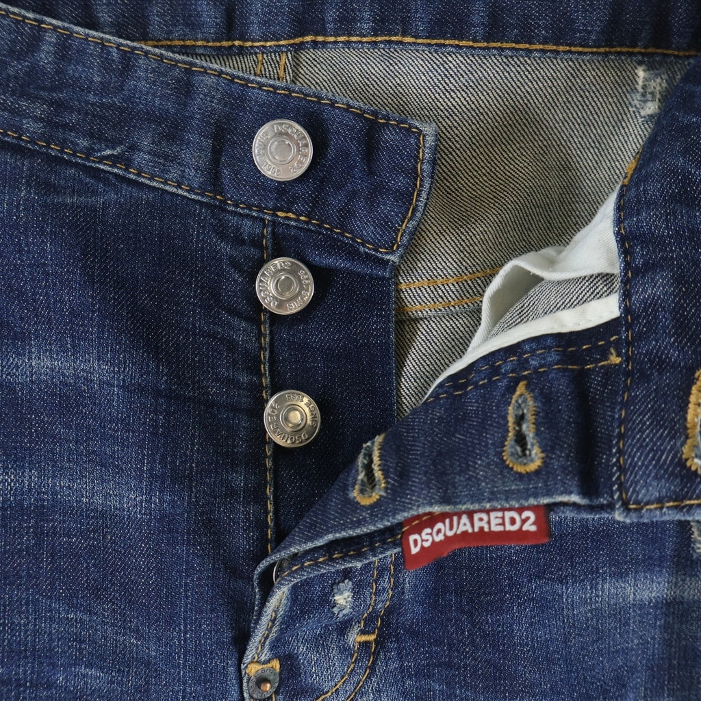 DSQUARED2(ディースクエアード) 16AW TIDY BIKER JEANS タディバイカージーンズ ダメージ加工ボタンフライスキニーデニムパンツ インディゴ S74LB0029 S30144