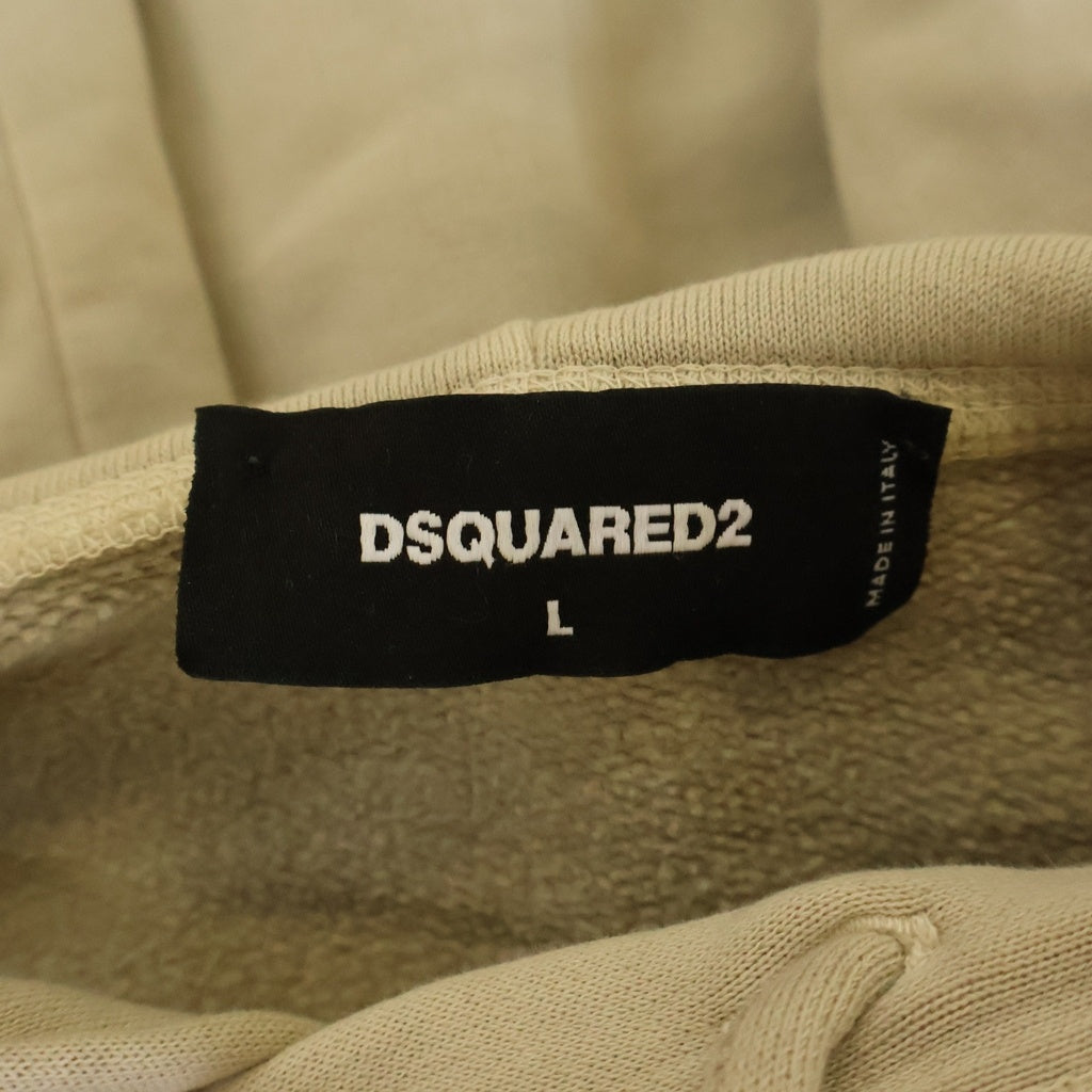 DSQUARED2(ディースクエアード) 21AW グラフィックロゴプリントフーディー プルオーバーパーカー ベージュ S74GU0532