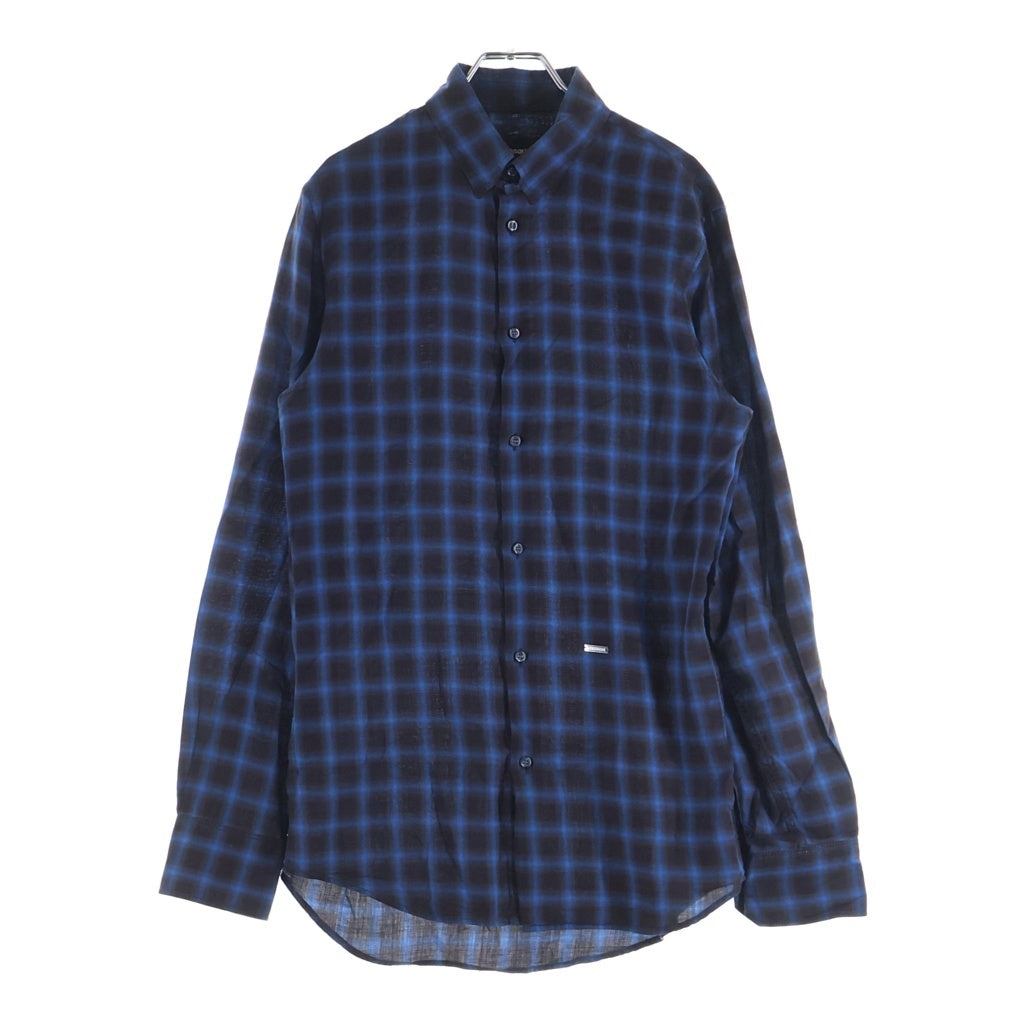 DSQUARED2(ディースクエアード) 15AW レギュラーカラー オンブレチェック長袖シャツ ブルー S74DL0790