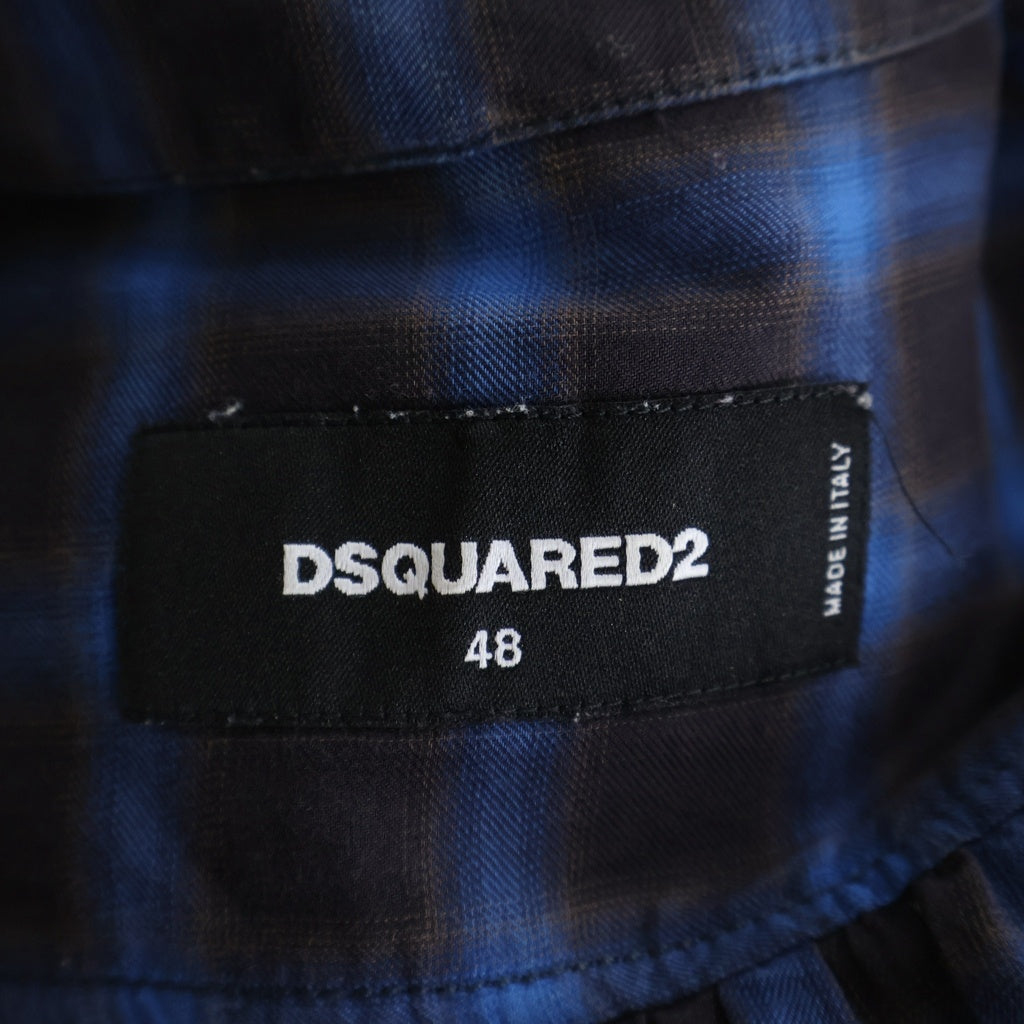DSQUARED2(ディースクエアード) 15AW レギュラーカラー オンブレチェック長袖シャツ ブルー S74DL0790