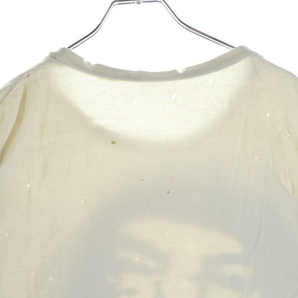 John Galliano(ジョン ガリアーノ) ヒューマンロゴ スプレープリント ダメージ加工半袖Tシャツ カットソー ベージュ AUR735Y