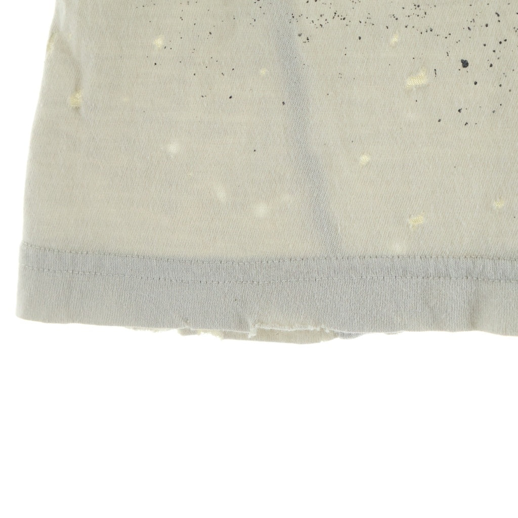 John Galliano(ジョン ガリアーノ) ヒューマンロゴ スプレープリント ダメージ加工半袖Tシャツ カットソー ベージュ AUR735Y
