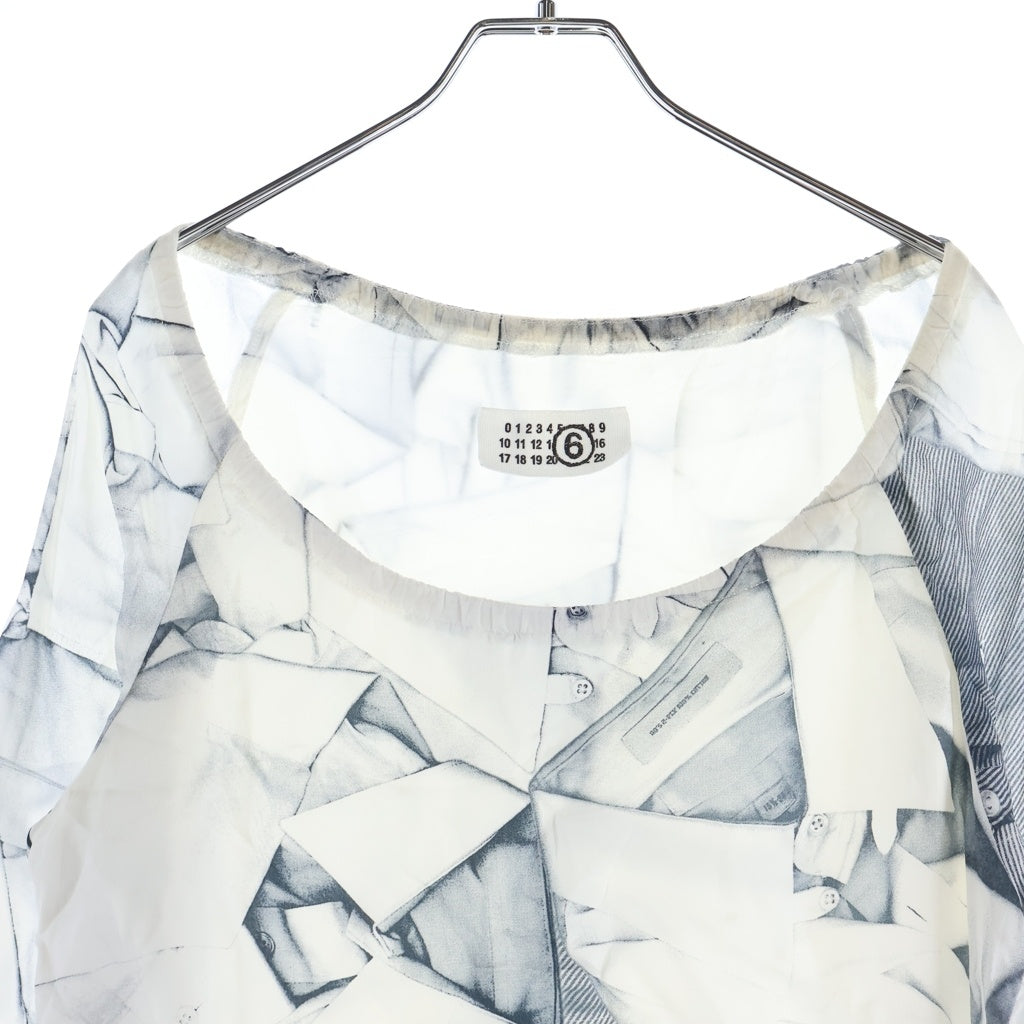 MM6 Maison Margiela(エムエムシックスメゾンマルジェラ) 06AW ARCHIVE アーカイブ ここのえ期 キュプラ 総柄 転写プリント ワンピース ドレス レディース ホワイト 32 CT031