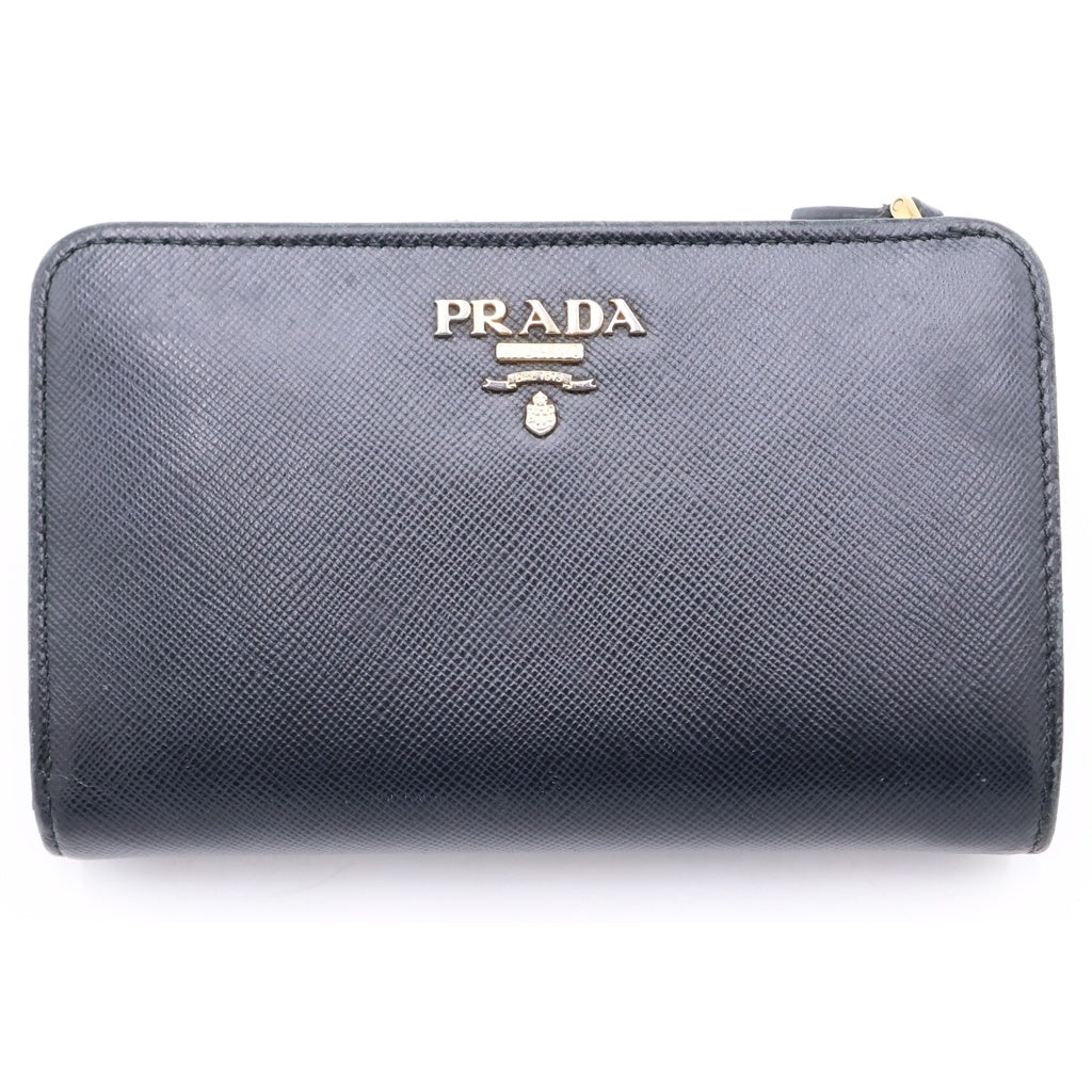 PRADA(プラダ) サフィアーノ レザー コンパクトウォレット 二つ折り財布 ブラック 1ML225 レディース