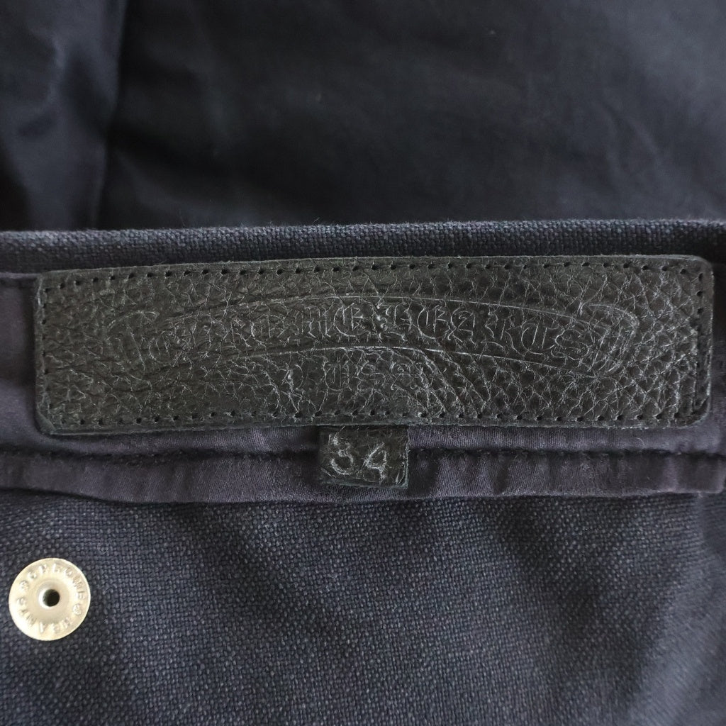CHROME HEARTS(クロムハーツ) CARPENTER CEMETERY CROSS PATCH カーペンター バックポケット レザーセメタリークロスパッチ ロング デニムパンツ ブラック