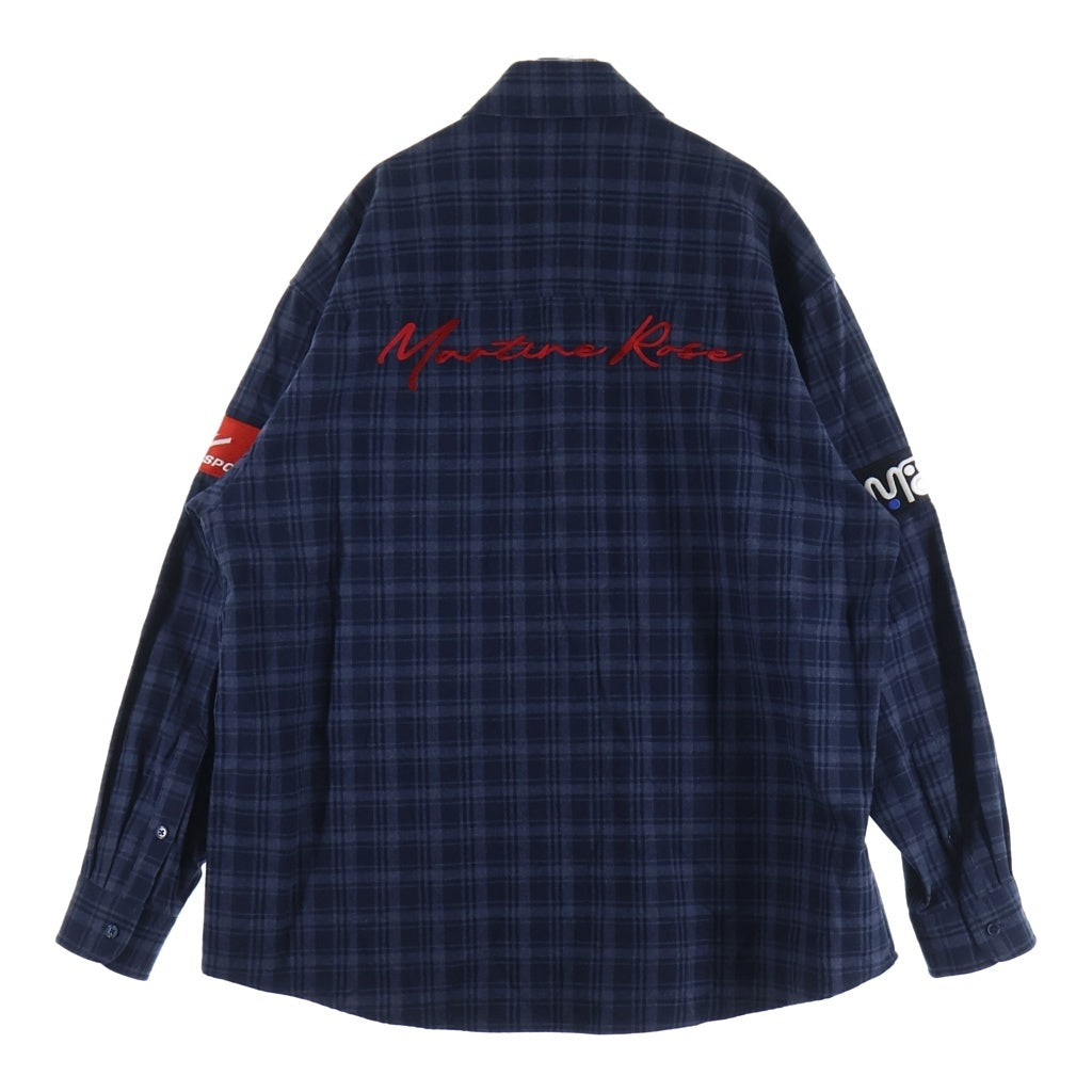 MARTINE ROSE(マーティンローズ) WALLET SHIRT ウォレット チェックシャツ ネイビー