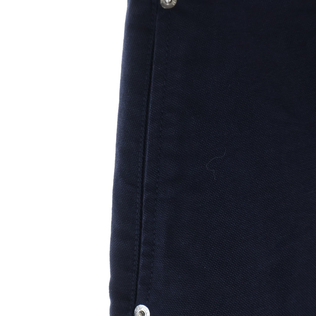 J.W.ANDERSON(ジェー ダブリュー アンダーソン) ×GUINNESS WORKWEAR TROUSERS ギネス ガーメントダイ加工 ロゴプリント レザーパッチワークウェアパンツ レディース ネイビー TR0427PG1963870